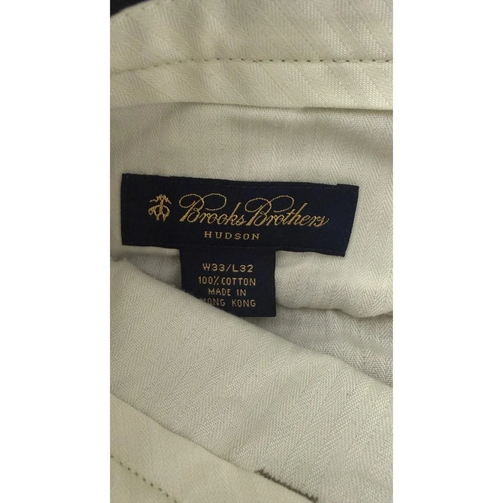 Brooks Brothers Hudson Mens 33x32 Tan Khaki Cotton Straight Leg Pants zz28